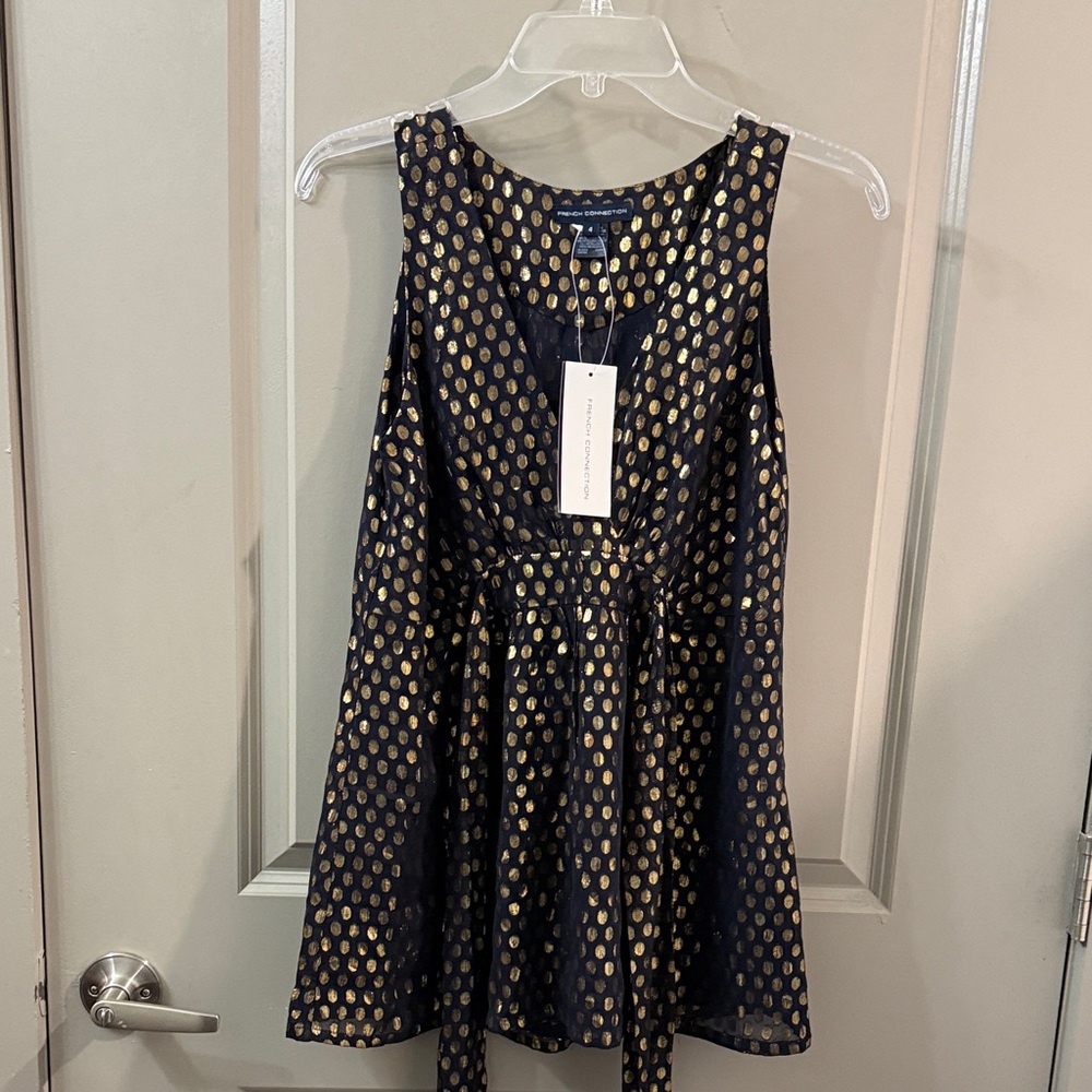 French Connection Midnight black shirt with Metallic Dots